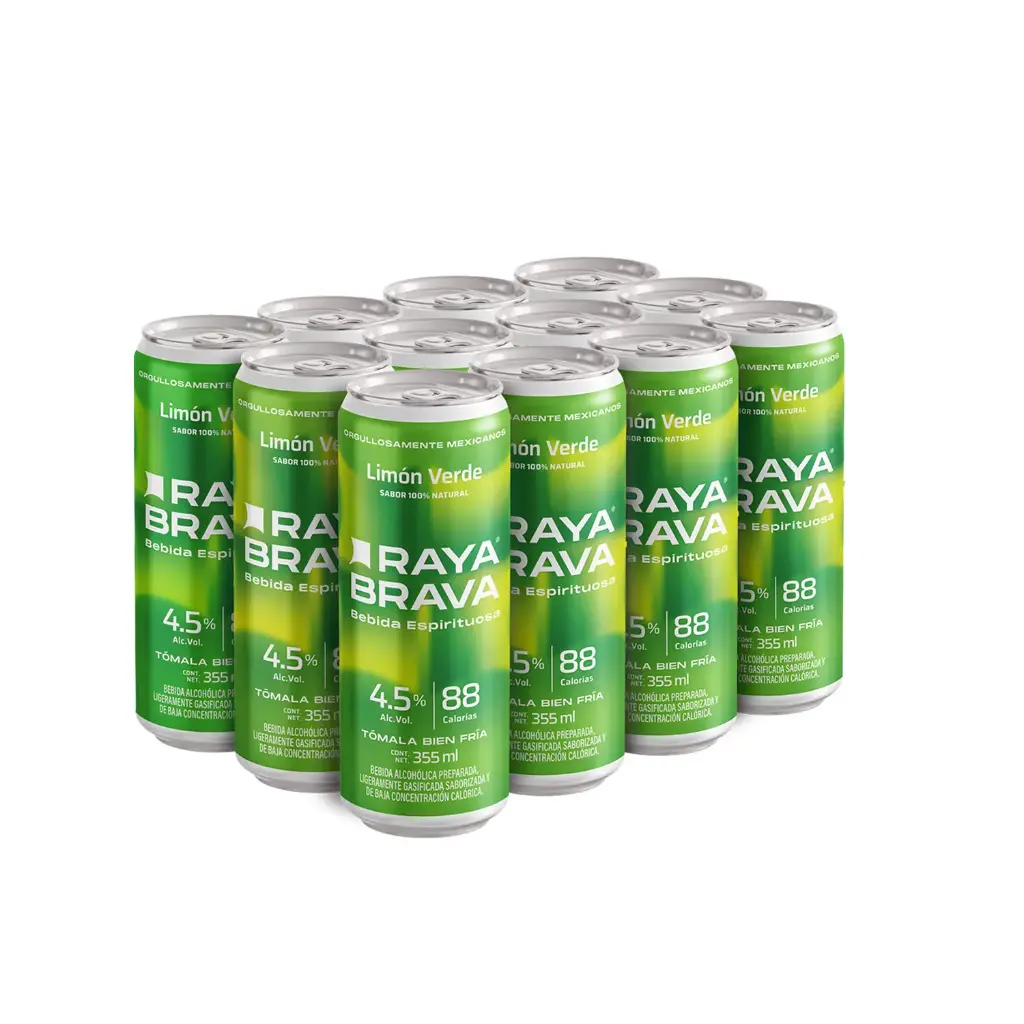 [12packLimS] Raya Brava Limón Verde - Bebida Espirituosa con 4.5% Alc.12 pack (c)