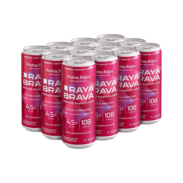 Raya Brava Frutos Rojos - Bebida Espirituosa con 4.5% Alc. 12 pack (c)