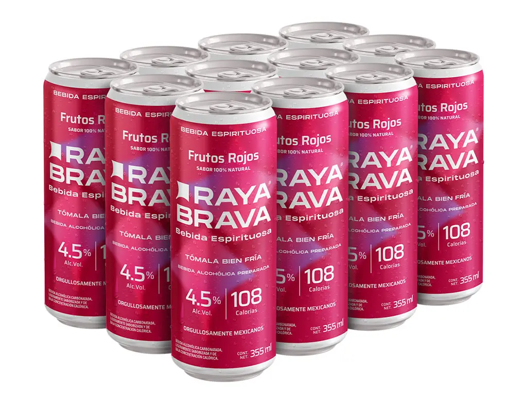 [12packFrutRoj] Raya Brava Frutos Rojos - Bebida Espirituosa con 4.5% Alc. 12 pack