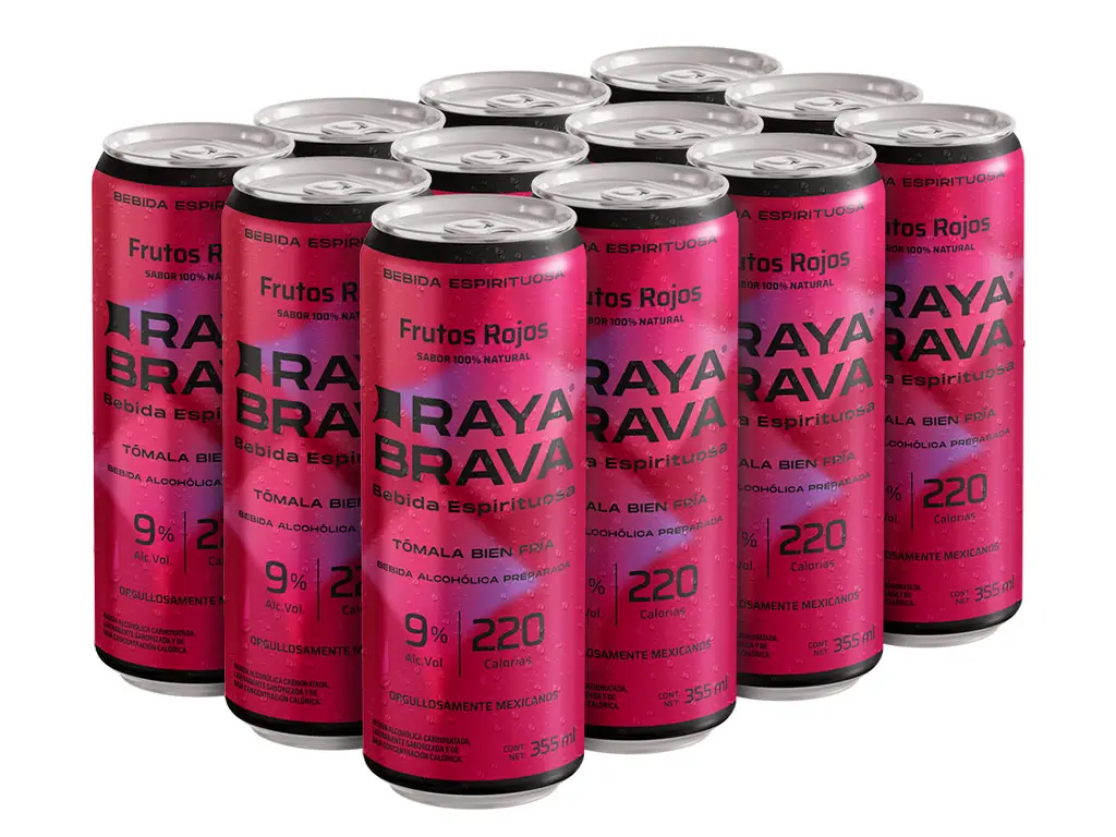[12packFrutRojF] Raya Brava Frutos Rojos - Bebida Espirituosa con 9% Alc. 12 Pack