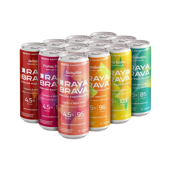 Raya Brava Mix de Sabores - Bebida Espirituosa con 4.5% Alc. 12 Pack (c)