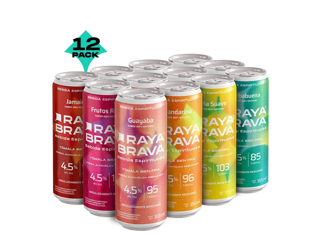 Raya Brava Mix de Sabores - Bebida Espirituosa con 4.5% Alc. 12 Pack