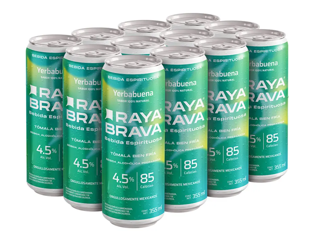 Raya Brava Yerbabuena - Bebida Espirituosa con 4.5% Alc. 12 Pack