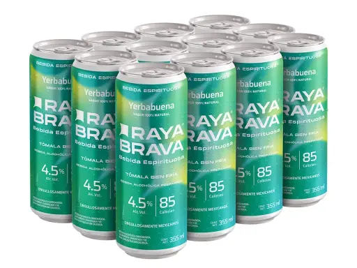 [12packYerba] Raya Brava Yerbabuena - Bebida Espirituosa con 4.5% Alc. 12 Pack (c)