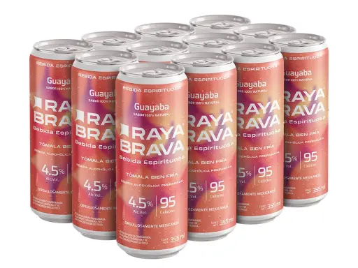 [12packGuaya] Raya Brava Guayaba - Bebida Espirituosa con 4.5% de Alc, 12 Pack (c)