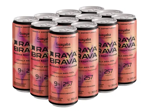 [12packGuaFu] Raya Brava Guayaba - Bebida Espirituosa con 9% Alc. 12 pack (c)